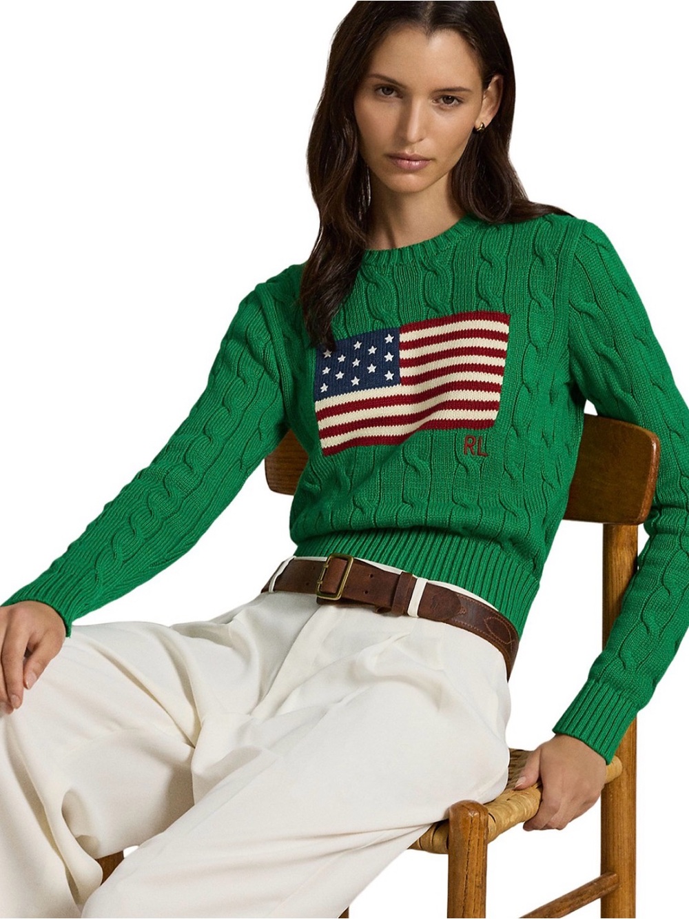 NWT Flag Cable Knit Cropped Sweater
